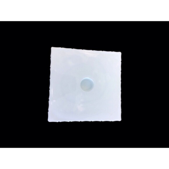 Square White Milk Glass Pedestal Cake Stand With Rum Well,/ Pastry Stand, Vtg. - Picture 2 of 5